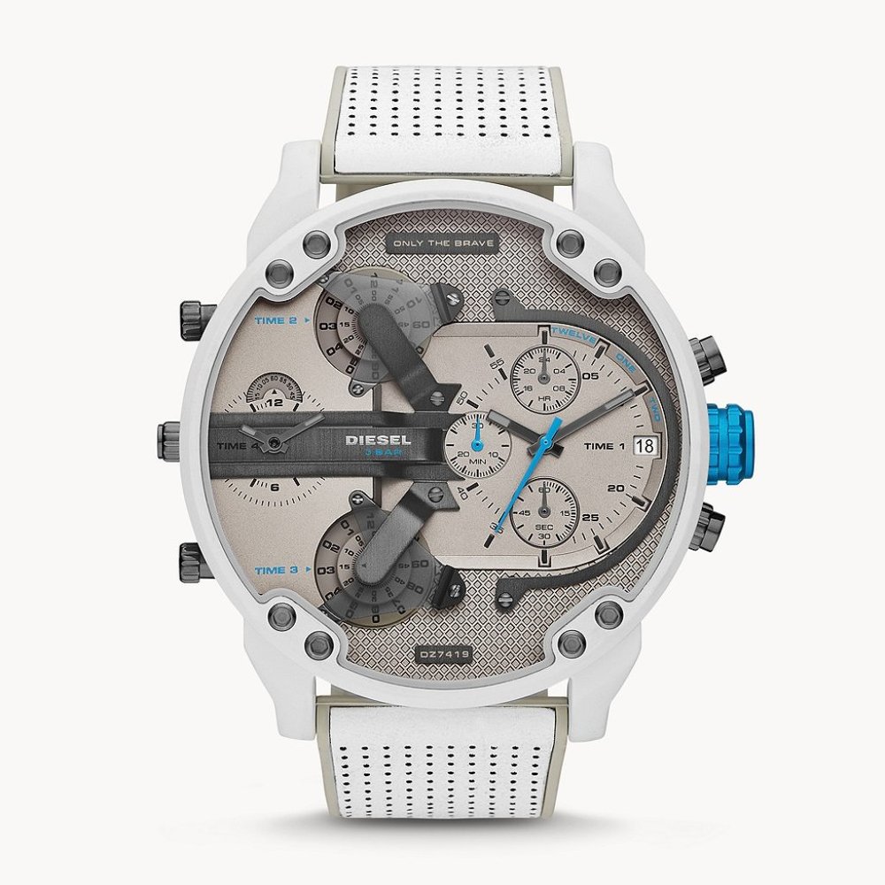 Diesel Men's Mr. Daddy 2.0 Chronograph White and Gray Leather Watch